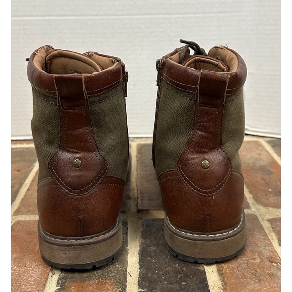 Steve Madden Brown Combat Boots Faux Leather Canvas Lace-Up‎ Zip Ankle Men\'s 13 main image 6